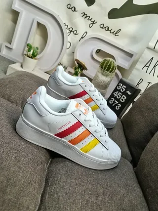 Adidas Superstar White Red Orange Yellow Lifestyle Sneakers 9