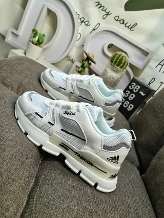 Adidas White and Pink Lifestyle Sneakers 7