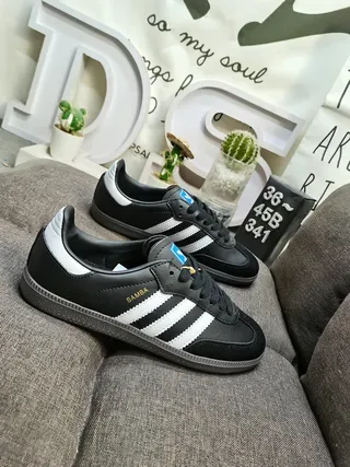 Adidas White Black Low-Top Leather-Suede Upper Lifestyle Sneakers 19