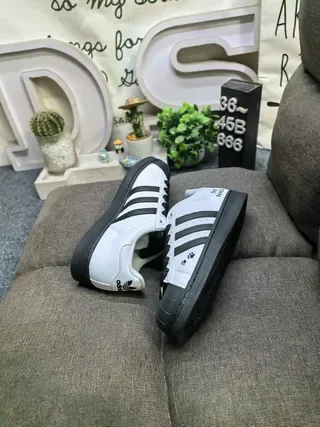 Adidas White Black Shell-Toe Three Stripes Lifestyle Sneakers 6