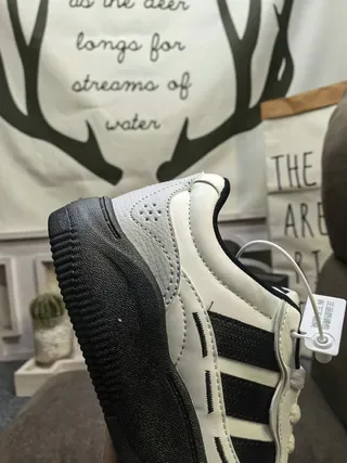 Adidas White Black Three-Stripe Side Panel Padded Collar Lifestyle Sneakers 3