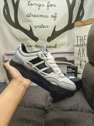 Adidas White Black Three-Stripe Side Panel Padded Collar Lifestyle Sneakers 5
