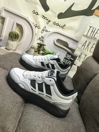 Adidas White Black Three-Stripe Side Panel Padded Collar Lifestyle Sneakers 7
