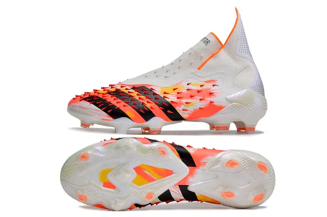 Adidas White Blue High-Cut Sock-Fit Collar Asymmetric Lacing Firm-Ground Soccer Shoes 3
