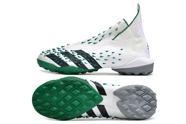 Adidas White Blue High-Cut Sock-Fit Collar Asymmetric Lacing Firm-Ground Soccer Shoes 12
