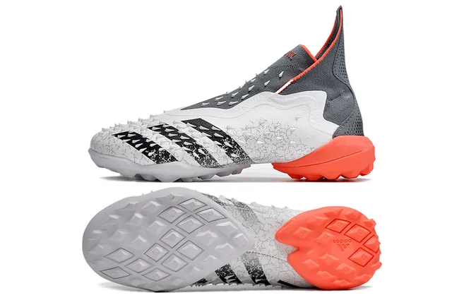 Adidas White Blue High-Cut Sock-Fit Collar Asymmetric Lacing Firm-Ground Soccer Shoes 13