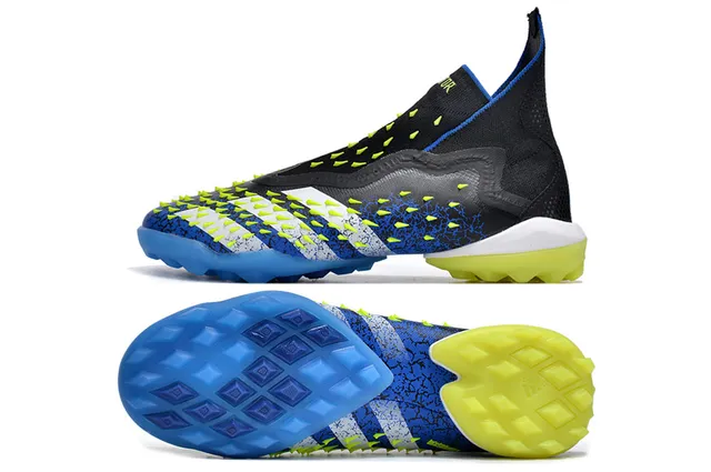 Adidas White Blue High-Cut Sock-Fit Collar Asymmetric Lacing Firm-Ground Soccer Shoes 16