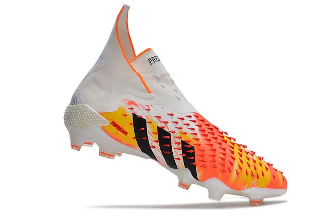 Adidas White Blue High-Cut Sock-Fit Collar Asymmetric Lacing Firm-Ground Soccer Shoes 23