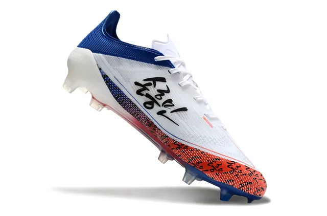 Adidas White Blue Low-Cut Synthetic Upper Translucent Multi-Color Outsole Firm-Ground Soccer Shoes 2