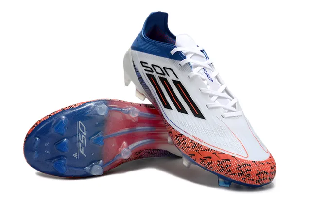 Adidas White Blue Low-Cut Synthetic Upper Translucent Multi-Color Outsole Firm-Ground Soccer Shoes 4