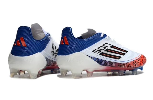 Adidas White Blue Low-Cut Synthetic Upper Translucent Multi-Color Outsole Firm-Ground Soccer Shoes 5