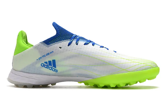Adidas Tênis de Futebol Branco e Azul Low-Profile com Superior Sintético e Gráfica de Tira Diagonal para Gramado Artificial 7