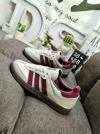 Adidas White Burgundy Low-Top Three-Stripe Side Panel Lifestyle Sneakers 7