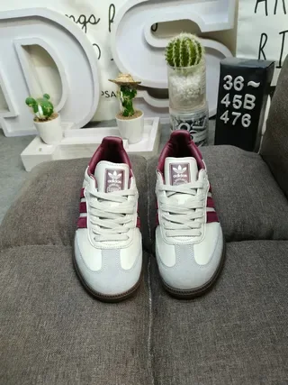 Adidas White Burgundy Low-Top Three-Stripe Side Panel Lifestyle Sneakers 10