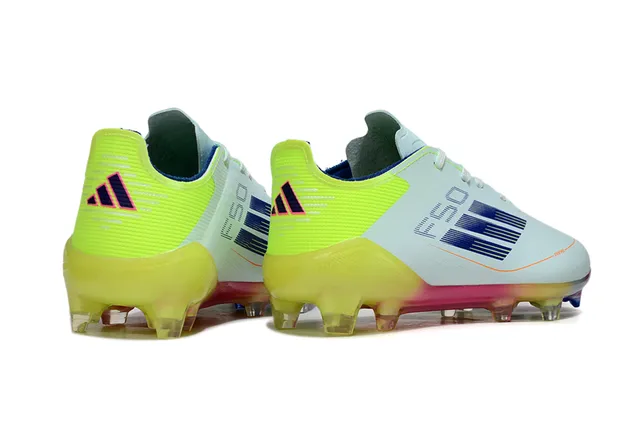 Adidas White Gold Chaussures de football à tige basse en tricot supérieur translucide contrepoids de talon sol ferme 11