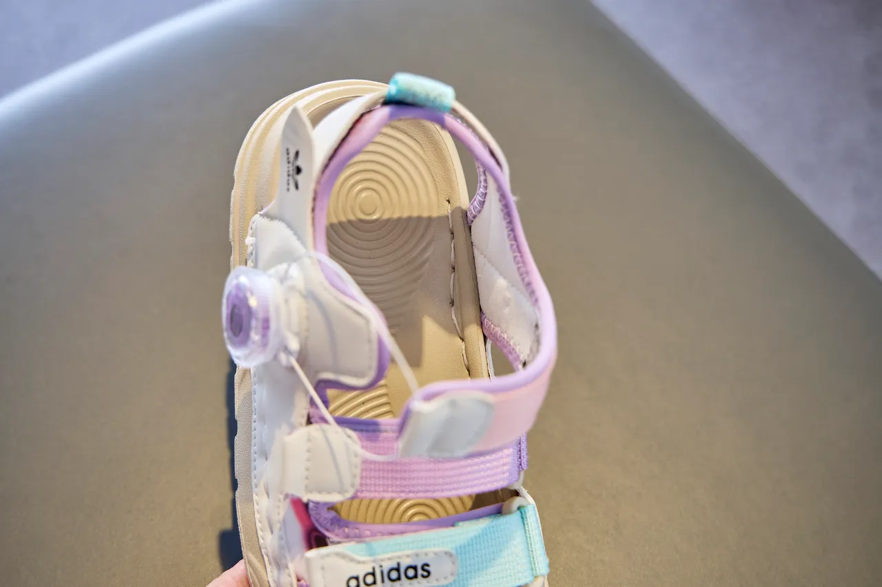 Adidas Blanc Gris Bretelles Velcro Réglables Semelle Moldée Épaisse Sandales Casual 4