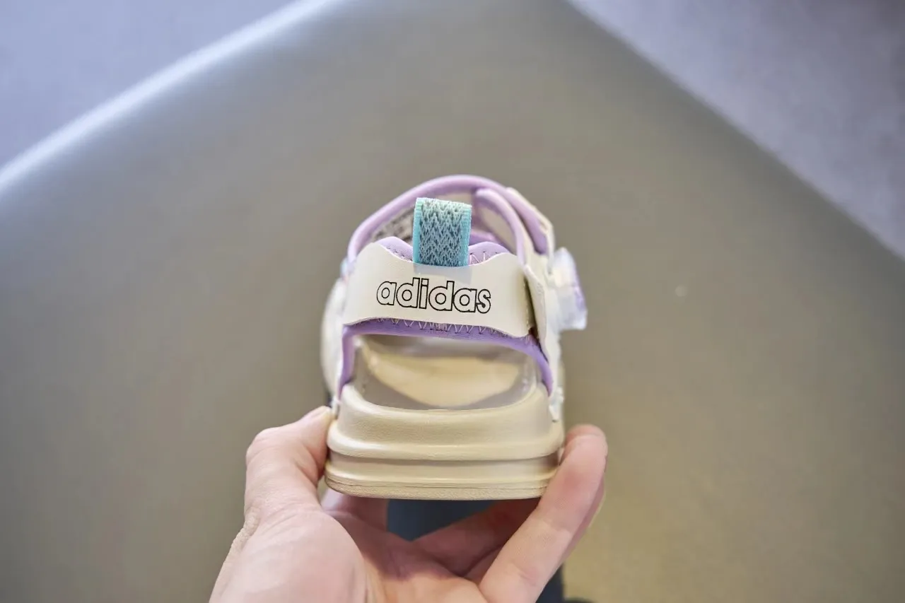 Adidas Blanc Gris Bretelles Velcro Réglables Semelle Moldée Épaisse Sandales Casual 5