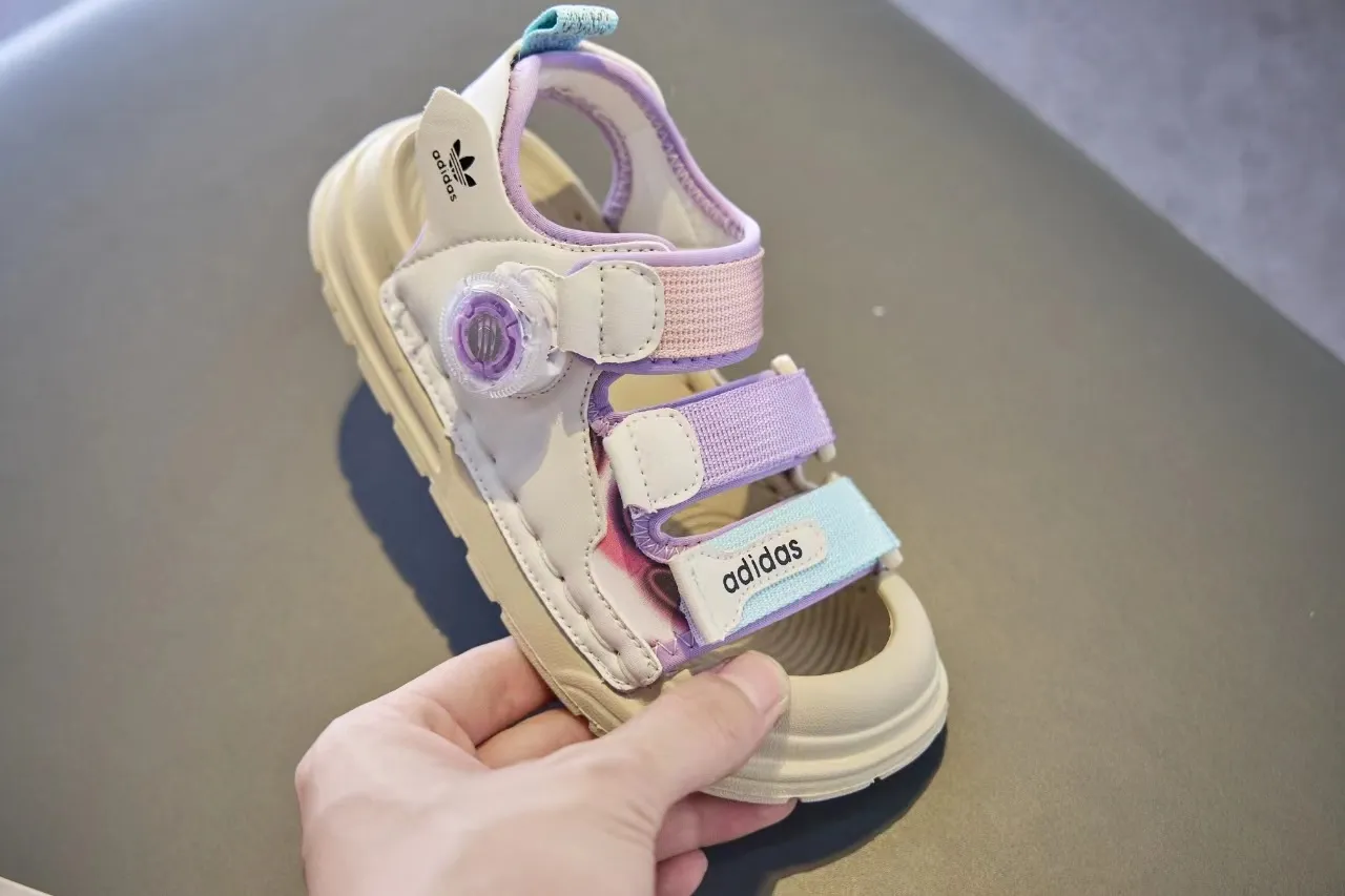 Adidas Blanc Gris Bretelles Velcro Réglables Semelle Moldée Épaisse Sandales Casual 6