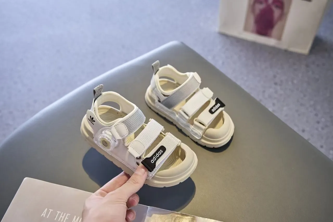 Adidas Blanc Gris Bretelles Velcro Réglables Semelle Moldée Épaisse Sandales Casual 14