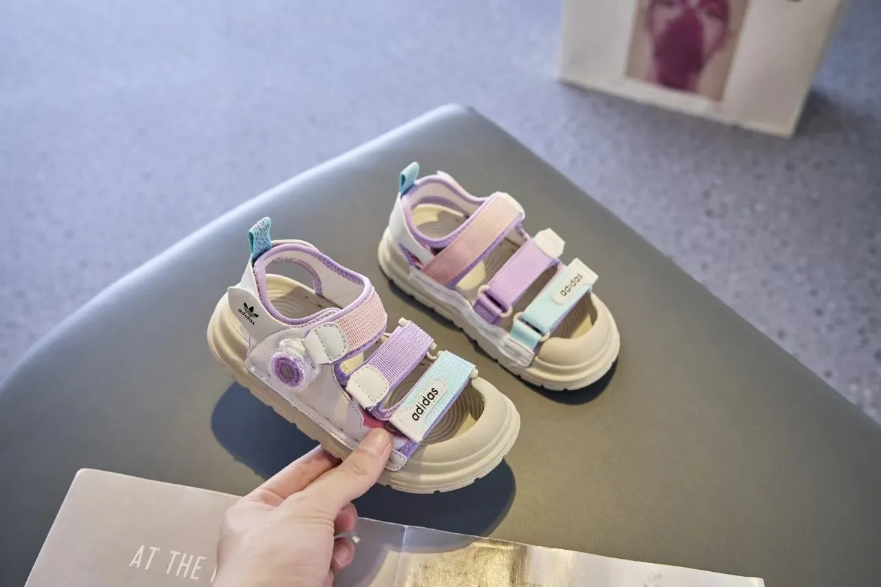 Adidas Blanc Gris Bretelles Velcro Réglables Semelle Moldée Épaisse Sandales Casual 19