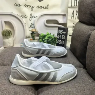 Adidas White Gray Laceless Elastic Strap Three-Stripe Side Panel Lifestyle Sneakers