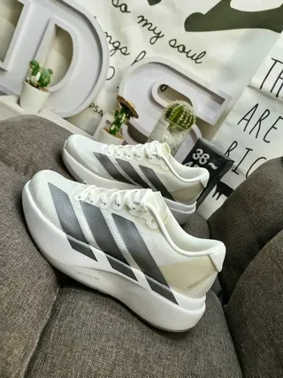 Adidas White Gray Mesh Upper Tonal Three-Stripe Overlay Lifestyle Sneakers 7