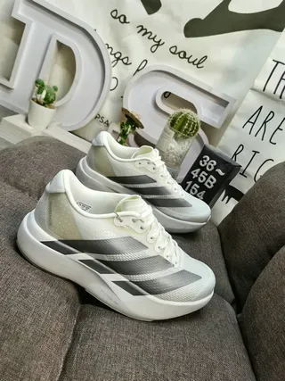 Adidas White Gray Mesh Upper Tonal Three-Stripe Overlay Lifestyle Sneakers 9