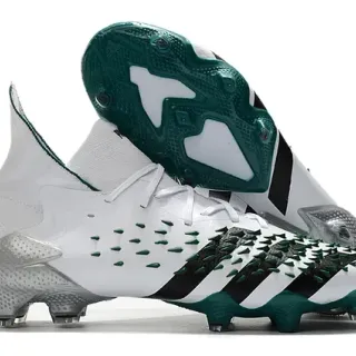 Adidas सफेद हरा हाई कट कॉलर स्पाइक फोरफुट फर्म ग्राउंड फुटबॉल जूते