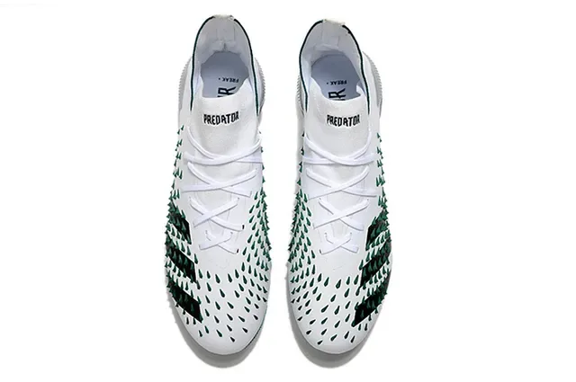 Adidas Sapatos de Futebol Branco e Verde Colar Alto Spikes Anteiro Sola Firme 2