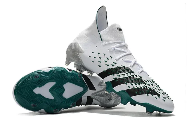 Adidas Sapatos de Futebol Branco e Verde Colar Alto Spikes Anteiro Sola Firme 3