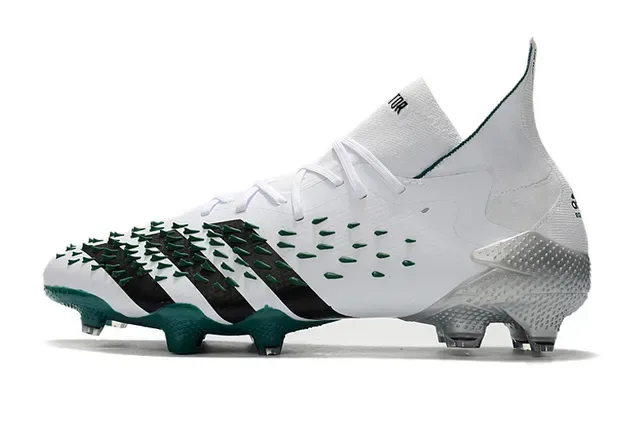 Adidas Sapatos de Futebol Branco e Verde Colar Alto Spikes Anteiro Sola Firme 8