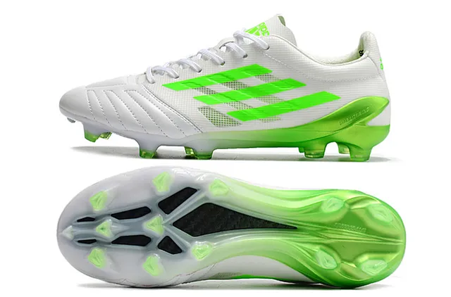 Adidas Brancos Verdes Low-Cut Com Cadarço Upper De Malha Sintética Para Campo Firme Sapatos De Futebol 2