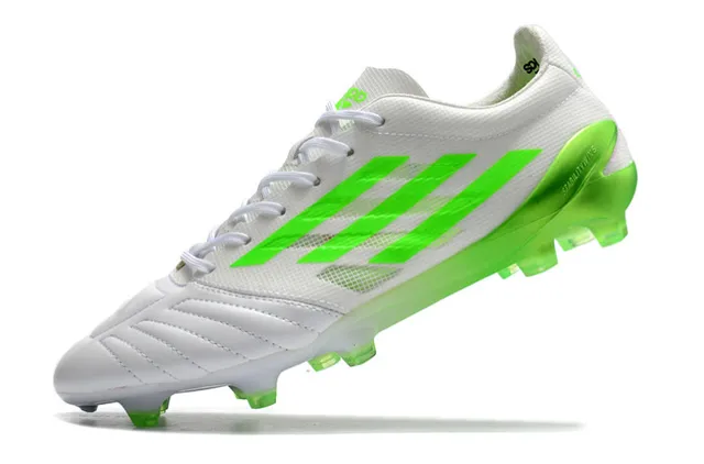 Adidas Brancos Verdes Low-Cut Com Cadarço Upper De Malha Sintética Para Campo Firme Sapatos De Futebol 4