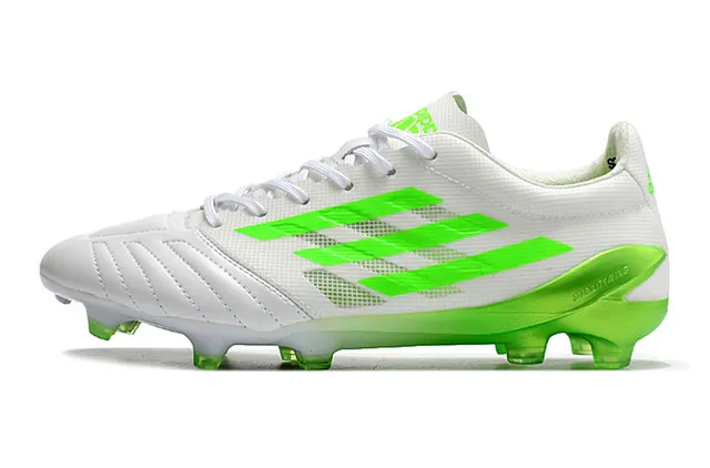 Adidas Brancos Verdes Low-Cut Com Cadarço Upper De Malha Sintética Para Campo Firme Sapatos De Futebol 5