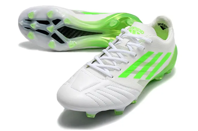 Adidas Brancos Verdes Low-Cut Com Cadarço Upper De Malha Sintética Para Campo Firme Sapatos De Futebol 6