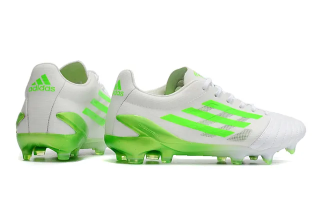 Adidas Brancos Verdes Low-Cut Com Cadarço Upper De Malha Sintética Para Campo Firme Sapatos De Futebol 7