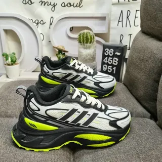 Adidas أبيض أخضر oversized sole شبكة و اصطناعية overlay construction chunky sneakers