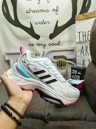 Adidas White Green Oversized Sole Mesh And Synthetic Overlay Construction Chunky Sneakers 5