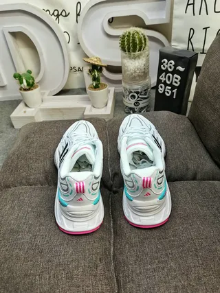 Adidas White Green Oversized Sole Mesh And Synthetic Overlay Construction Chunky Sneakers 8