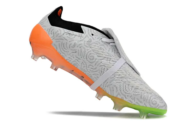Adidas White Orange Asymmetrical Lace Cage Geometric-Printed Upper Firm-Ground Soccer Shoes 2