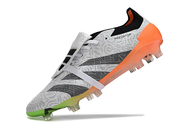 Adidas White Orange Asymmetrical Lace Cage Geometric-Printed Upper Firm-Ground Soccer Shoes 3