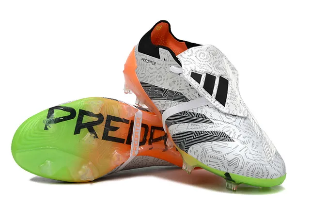 Adidas White Orange Asymmetrical Lace Cage Geometric-Printed Upper Firm-Ground Soccer Shoes 4