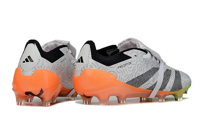Adidas White Orange Asymmetrical Lace Cage Geometric-Printed Upper Firm-Ground Soccer Shoes 5
