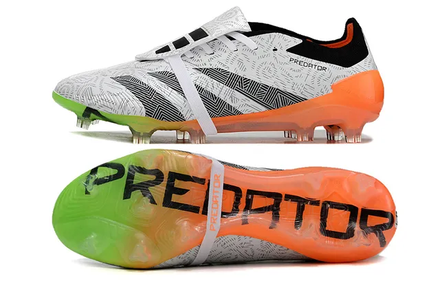 Adidas White Orange Asymmetrical Lace Cage Geometric-Printed Upper Firm-Ground Soccer Shoes 6