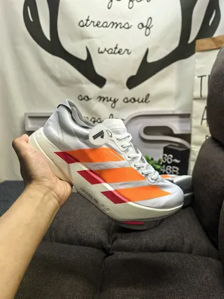 Adidas White Orange Low-Top Engineered Mesh Upper Running Shoes 5