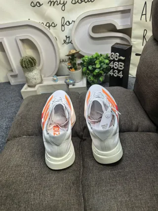 Adidas White Orange Low-Top Engineered Mesh Upper Running Shoes 8