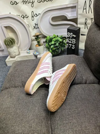 Adidas White Pink Backless Mule Woven Stripes Lifestyle Sneakers 6