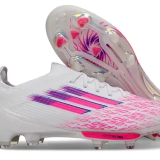 Adidas White Pink Low-Cut Sock-Fit Upper Transparent TPU Outsole Firm-Ground Soccer Shoes