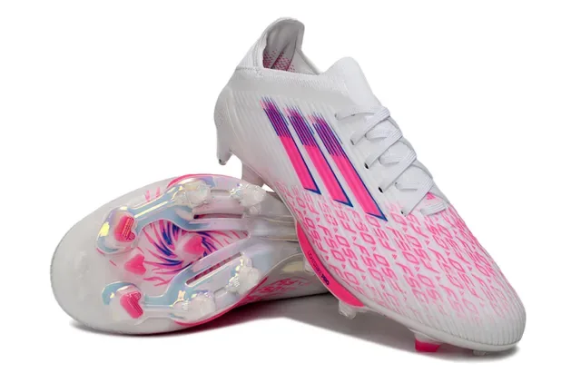 Adidas 白色粉色低帮袜套透明TPU鞋面人工草地足球鞋 4