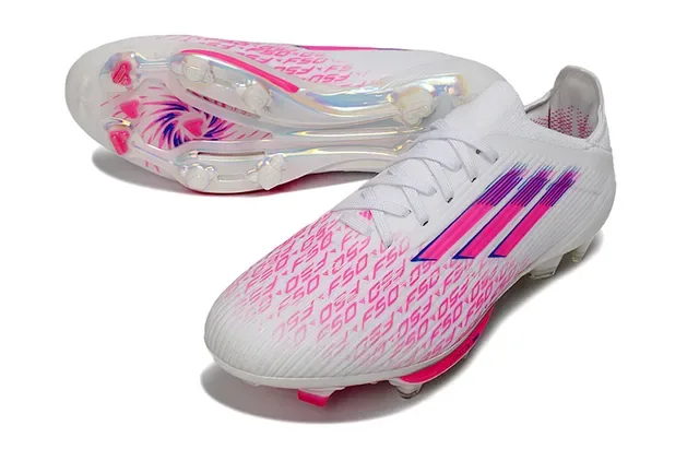 Adidas 白色粉色低帮袜套透明TPU鞋面人工草地足球鞋 5